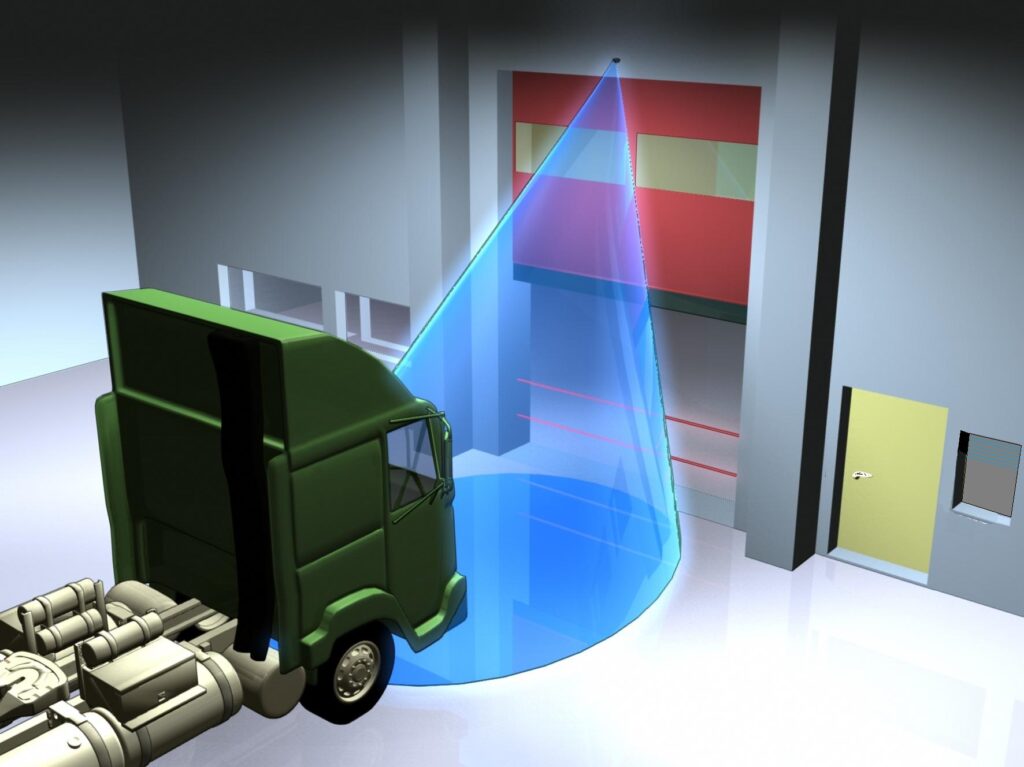 Illustrated Detection Area of the Hotron HR-Robus Industrial High Speed Door Activation Sensor